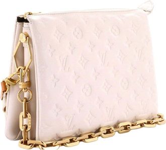 Louis Vuitton White Monogram Embossed Lambskin Coussin Pm (Authentic Pre- Loved)