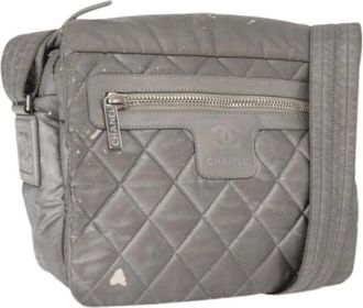 Chanel Pre-owned Cross Body Bags, female, Gray, Size: ONE SIZE Pre-owned Nylon Cross Body Bag