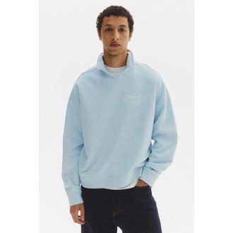 H&M Oversized Fit Rugby Sweatshirt in Light Blue/soho Nyc at Nordstrom, Size Xx-Large