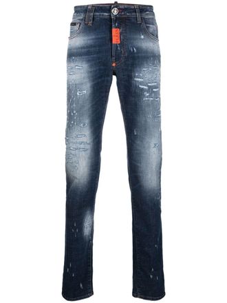 Philipp Plein distressed skinny-cut jeans - Blue