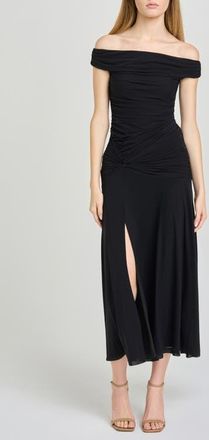 Wayf x Hannah Lovey Porter Margaux Off the Shoulder Ruched Dress (Nordstrom Exclusive) in Black at Nordstrom, Size X-Small