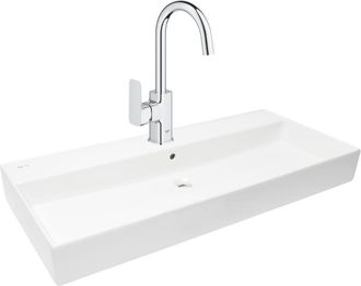 GROHE Dice Grifo De Lavabo 1/2 Con Palanca T&aacute;ctil, Tama&ntilde;o L + Lavabo Swiss Aqua Technologies 100,4x46,5 Cm