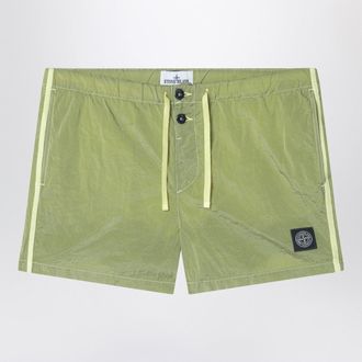 Stone Island Lime-colored nylon swim shorts