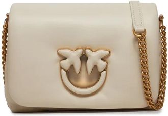 Pinko Love Birds Click Tas Wit - Dames - Schoudertassen - Wit - ONE Size - Leer - Tassen
