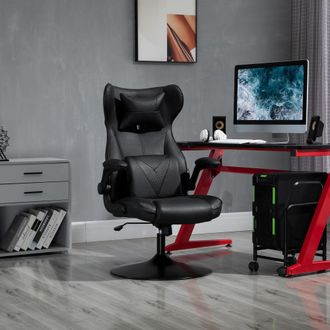 Vinsetto Video Game Chair Computer Chair with Flip up Armrests Headrest in Black