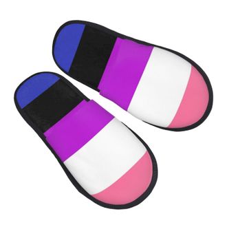 Generic Warm Slipper Genderfluid Pride Flag Home Slipper Comfortable Fluffy Slippers Classic Scuff Slippers For Hotel Party Bedroom L