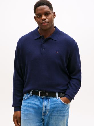 Tommy Hilfiger Big & Tall Polokragenpullover BT-PIMA ORG CTN CASH, Herren, Gr. 4XL, desert sky, Strick, Obermaterial: 92% Baumwolle, 8% Kaschmir, TOMMY HILFIGER BIG & TALL, B&uuml;n