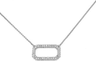 AllSaints Pav&eacute; Crystal Hexagon Link Pendant Necklace in Rhodium at Nordstrom Rack