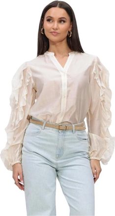 Nukus Nukus, Dames, Blouses & Shirts, Wit, Maat: S Poliester