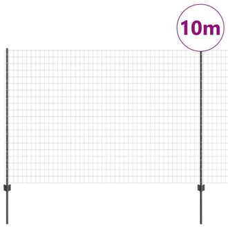 Berkfield Home Modern Euro Fence with 10 U Posts Grey 1, 5x10 m Steel