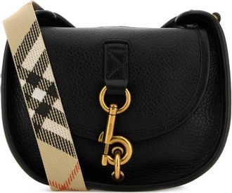 Burberry Black Leather Mini Messenger B Clip Crossbody Bag