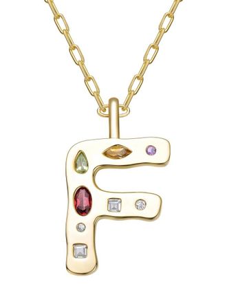Genevive 14K Plated Cz Alphabetical Necklace