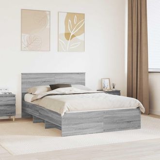 vidaXL Estructura De Cama Con Cabecera Gris Sonoma 150 X 200 Cm Vidaxl