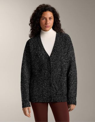 Oysho Cardigan con scollo a V nero puntinato 27% lana
