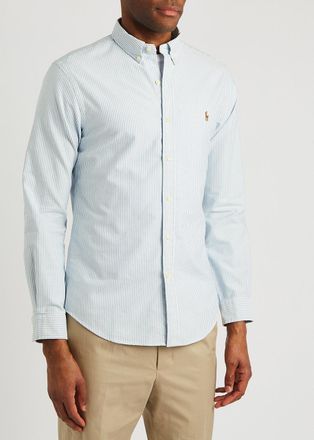 Polo Ralph Lauren Striped Piqu&eacute; Cotton Oxford Shirt - Blue And White - Xxl