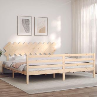 Berkfield Home Bed Frame with Headboard 200x200 cm Solid Wood in Brown