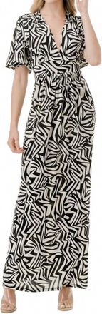Ariella Flutter Sleeve Maxi Dress In Black