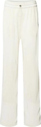 Patrizia Pepe Wijde Pijpen Broek in Satijn - Dames - Wijde Broeken - Beige - M - Satijn - Broeken