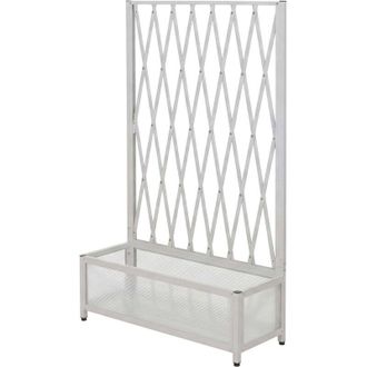 Hhg Aiuola rialzata HHG-577, fioriera/vaso da fiori, graticcio, per rampicanti, alluminio 152x90x35 cm, bianco