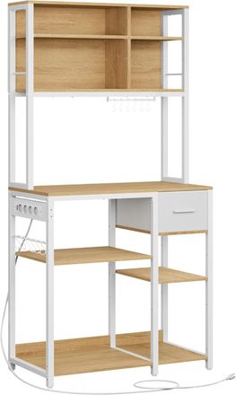 Vasagle Estanter&iacute;a de cocina de 40 x 80 x 180,4 cm de color roble y blanco