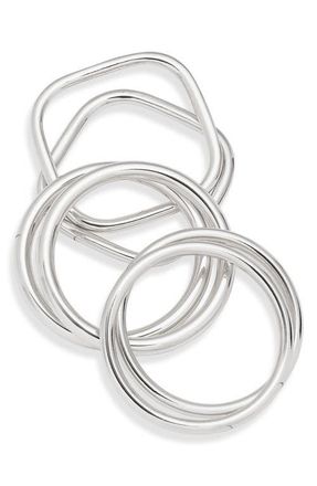 Open Edit 6-Pack Assorted Bangles in Silver at Nordstrom