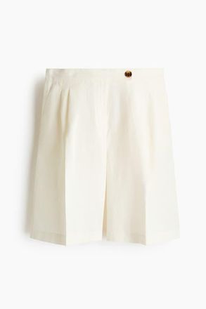H&M Linen-blend Bermuda Shorts in Cream at Nordstrom, Size 14