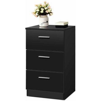 Costway Cassettiera a Tre Cassetti in Stile Moderno e Design Lineare Disponibile in Colore Bianco o Nero in Legno Truciolato, Adatto per Tutti Gli Ambienti