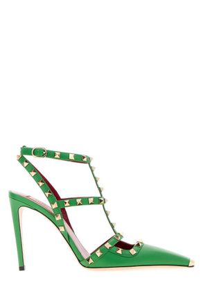 Valentino Garavani Green Studded Rockstud Pumps