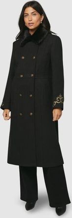 Wallis Faux Fur Military Coat in Black at Nordstrom, Size 14