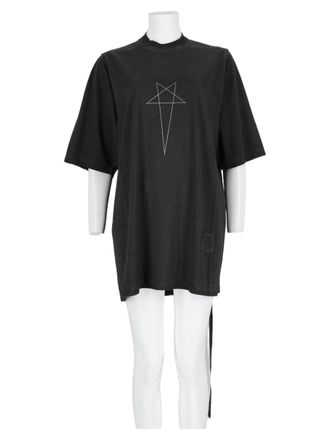 Rick Owens Black Oversized Geometric Cotton T-Shirt