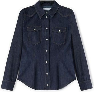 Motivi Overhemden, Dames, Blauw, M, Denim, Denim Overhemd