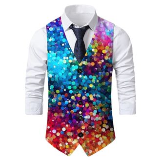 Generic Camo Suit Vest Mens - Slim Fit V-Neck Formal Waistcoat with Button for Tuxedo, Business & Carnivals
