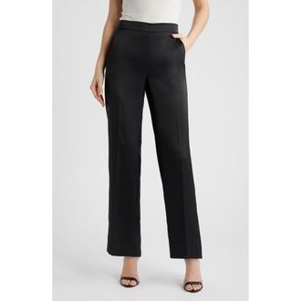 Anne Klein Satin Wide Leg Pants in Anne Black at Nordstrom Rack, Size X-Large P