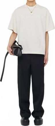 Jil Sander Mens Short Sleeve Logo Tee In White