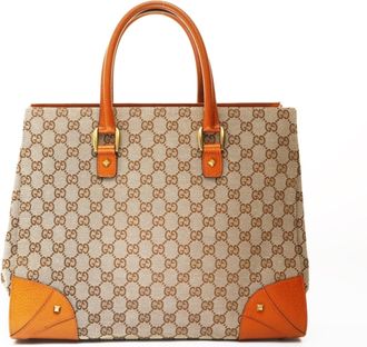 Gucci Gg Canvas Brown Gg Canvas Tote Bag (Pre-Owned)