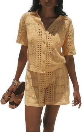 Mint Velvet Cotton Blend Crochet Shorts in Yellow at Nordstrom, Size X-Small