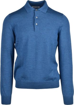 Gran Sasso Truien & Vesten, Heren, Blauw, M, Wol, Polo van gebreide wol