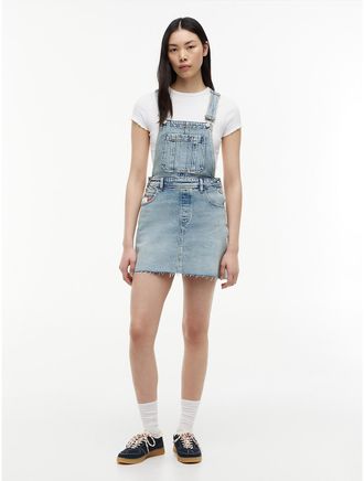 Tommy Hilfiger Womens Tommy Jeans Denim Overall Mini Dress - Denim Light - XL