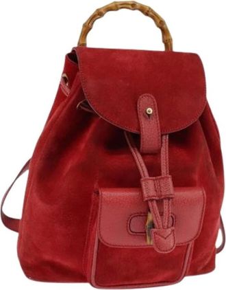 Gucci Pre-owned Suede Rugzak - Dames - Vintage Rugzakken - Rood - ONE Size - Su&egrave;de - Vintage