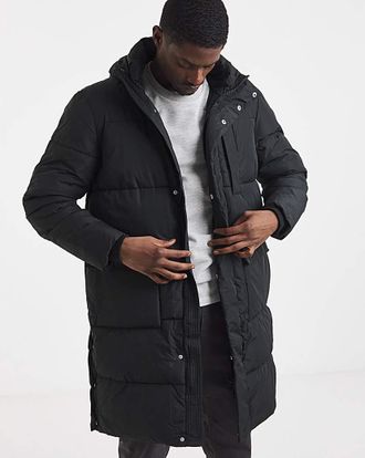 Jacamo Black Longline Padded Coat
