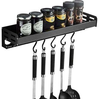 OEM Estante Para Especias, Soporte Para Especias, Estante De Almacenamiento De Utensilios De Cocina De Pared Con 6 Ganchos, No Requiere Perforaci&oacute;n, Alumi