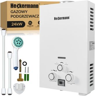 OEM Calentador De Agua A Gas Natural Heckermann Jsd-hb04 De 12 Litros, Color Blanco
