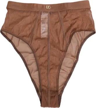 Dolce & Gabbana Brown Sheer Mesh High Waist Briefs Underwear Polyamide Clothing