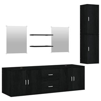 Berkfield Home 7 Piece Bathroom Furniture Set Black Engineered Wood