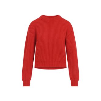 Jil Sander Red Knitted Crew Neck Sweater