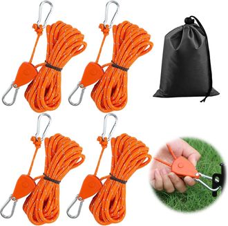 OEM Juego De 4 Vientos Reflectantes De 4 Mm Con Tensor, 4 M, Cord&oacute;n De Trinquete, Cord&oacute;n Luminoso, Tensor De Cord&oacute;n De Nailon Ajustable, Cord&oacute;n Para Acamp