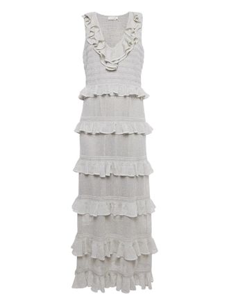 Zimmermann frilled tiered midi dress - Silver