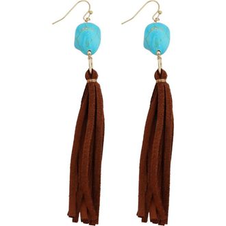 Panacea Turquoise Leather Tassel Earrings at Nordstrom