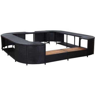vidaXL Vidaxl - Bordo per Vasca da Spa Quadrato Nero 268x268x55 cm Polyrattan