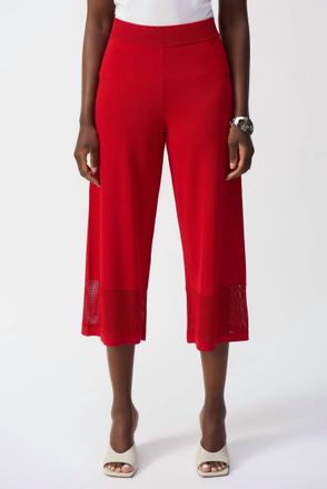 Joseph Ribkoff Sweater Knit Culotte Trousers In Radiant Red